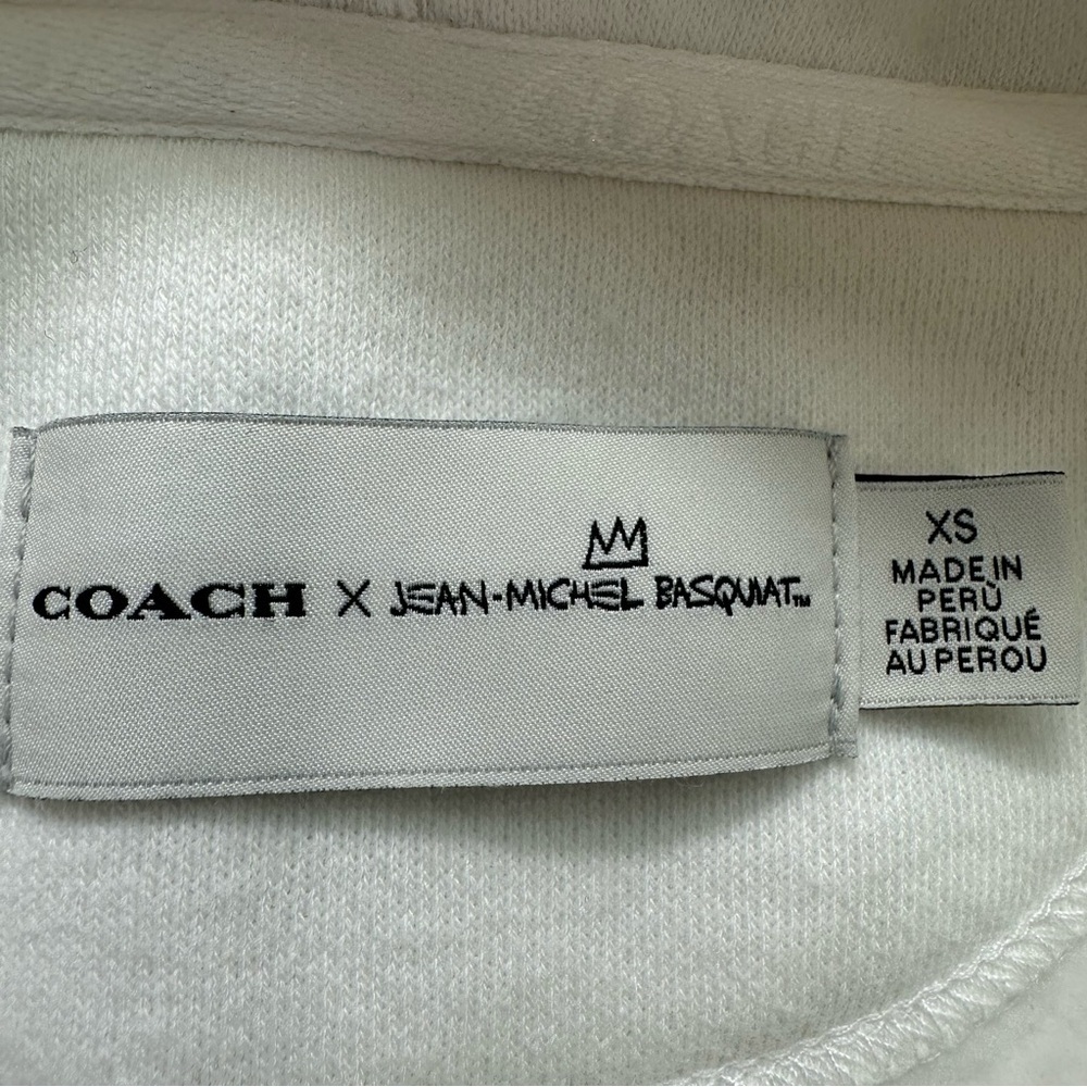 Coach X Jean Michel Basquiat Hoodie Women’s XS White Embroidery Pockets - Picture 4 of 12